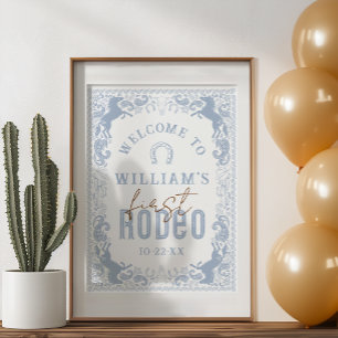 Dusty Blue First Rodeo Birthday Welcome Sign