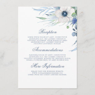 Dusty Blue Flora Wedding Details Information Guest Enclosure Card