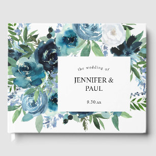 Dusty Blue Floral 2 Guest Book