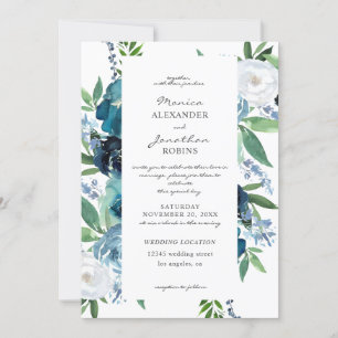 Dusty Blue Floral 2 Wedding Invitation
