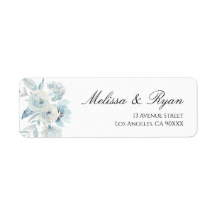 dusty blue floral address label