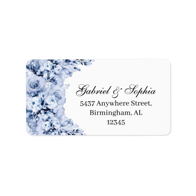 Dusty Blue Floral Address Label (Front)