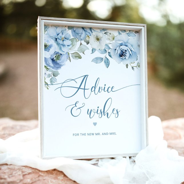 Dusty blue floral advice and wishes for Newlyweds Poster (Creator Uploaded)