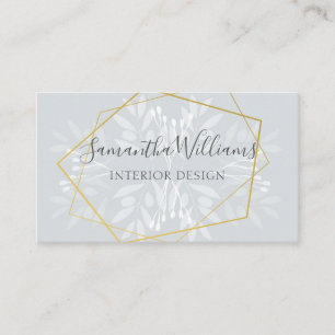 Dusty blue floral and geometric  business card