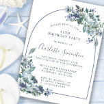 Dusty Blue Floral Arch 18th Birthday Invitation<br><div class="desc">A dusty blue peony and wildflowers decorate a pretty arch on this birthday party invitation. Modern calligraphy adds to the Boho Vibe.</div>