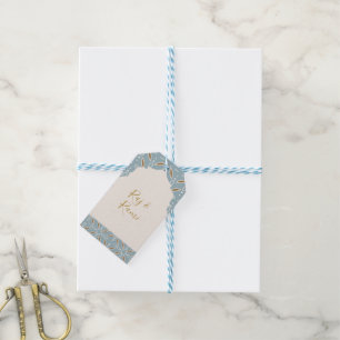 Dusty Blue Floral Arch India Wedding Gift Tags
