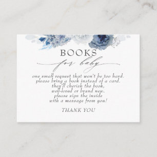 Dusty Blue Floral Baby Books Request Business Card