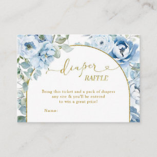 Dusty Blue Floral Baby Shower Diaper Raffle Enclosure Card