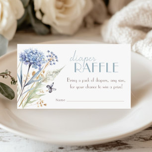 DUSTY Blue Floral Baby Shower Diaper Raffle Enclosure Card