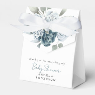 Dusty Blue Floral Baby Shower Favour Box