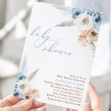 Dusty Blue Floral Boho Baby Shower
