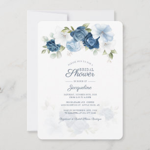 Dusty Blue Floral Botanical Bridal Shower Invitation