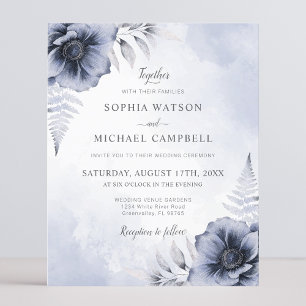 Dusty Blue Floral Botanical Wedding Invitation