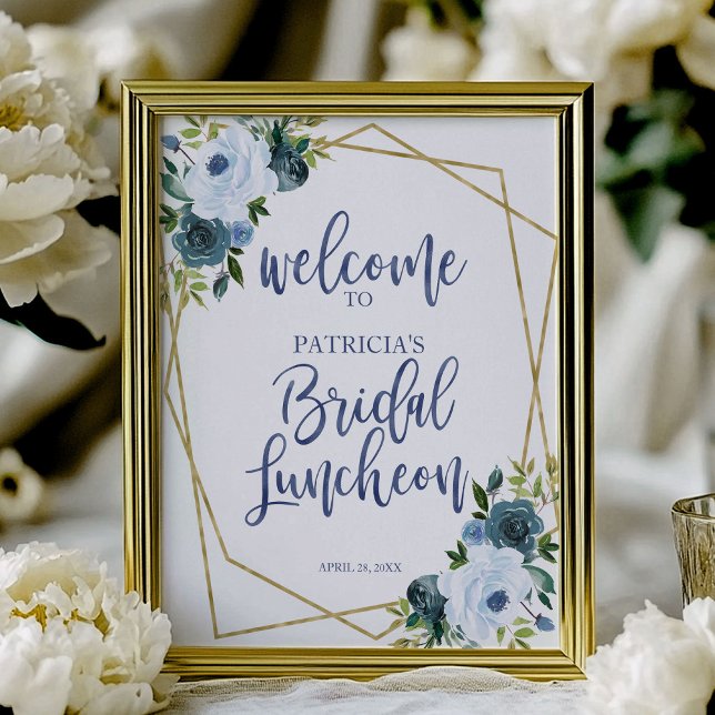 Dusty Blue Floral Bridal Luncheon Welcome Sign (Creator Uploaded)