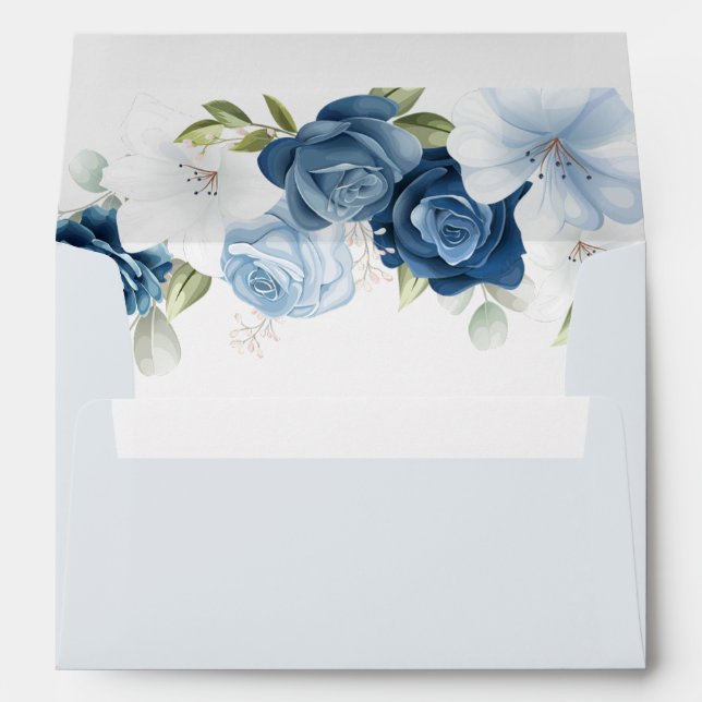 Dusty Blue Floral Bridal Shower and Wedding Envelope (Back (Bottom))