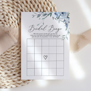 Dusty Blue Floral Bridal Shower Bingo Game Invitation