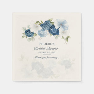 Dusty Blue Floral Bridal Shower Eucalyptus Paper Napkin