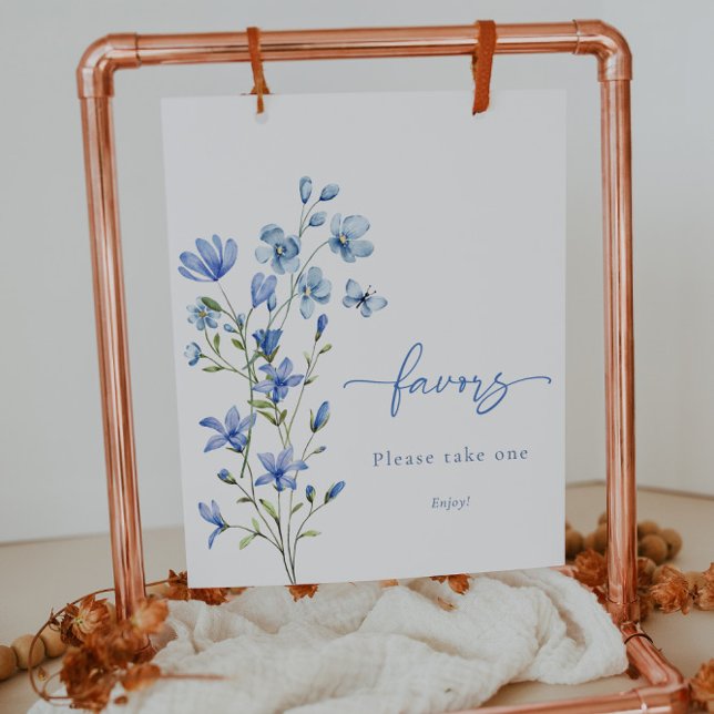 Dusty Blue Floral Bridal Shower Favours Sign (Creator Uploaded)