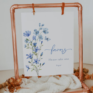 Dusty Blue Floral Bridal Shower Favours Sign
