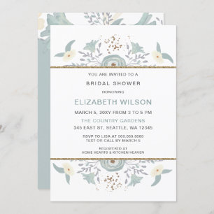 Dusty Blue Floral Bridal Shower Invitation