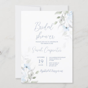 Dusty Blue Floral Bridal Shower Invitation