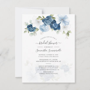 Dusty Blue Floral Bridal Shower Invitation