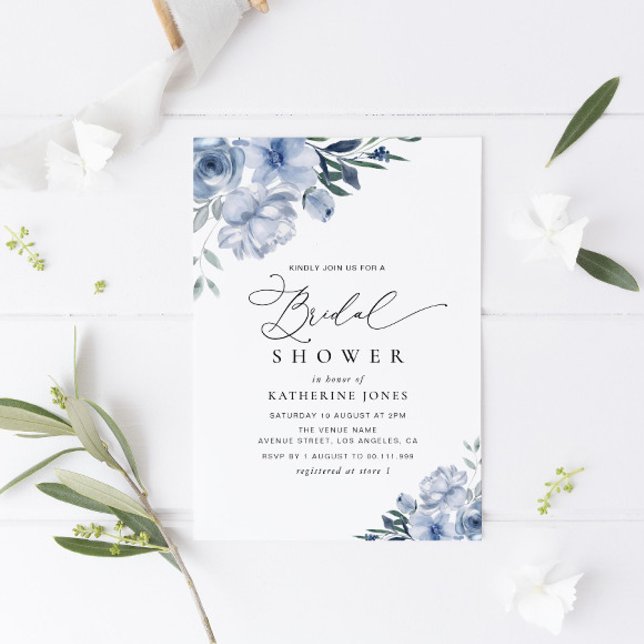 dusty blue floral bridal shower invitation (Creator Uploaded)