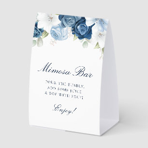 Dusty Blue Floral Bridal Shower Mimosa Bar