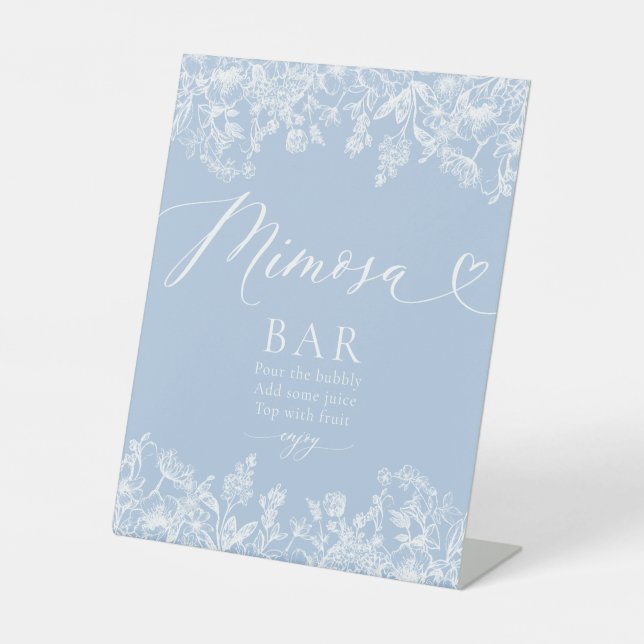 Dusty Blue Floral Bridal Shower Mimosa Bar Sign (Front)