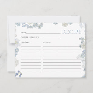 Dusty Blue Floral Bridal Shower Recipe Card