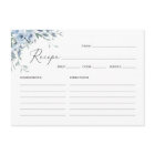 Dusty Blue Floral Bridal Shower Recipe Cards