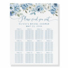 Dusty blue floral bridal shower seating chart