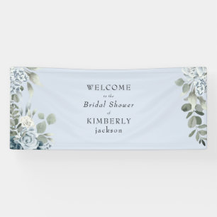 Dusty Blue Floral Bridal Shower Welcome  Banner