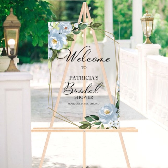 Dusty Blue Floral Bridal Shower Welcome Sign (Creator Uploaded)