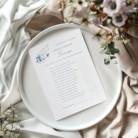 Dusty blue floral bride & Groom Trivia Game Card