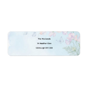 Dusty Blue Floral Butterfly Return Address Labels