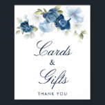 Dusty Blue Floral Cards and Gifts Bridal Shower Poster<br><div class="desc">Our elegant dusty blue floral with script typography,  cards and gifts poster is perfect for a country barn wedding or bridal shower. This poster is easy to personalise for your special event or add the names of the bride and groom and a short message to suit your needs.</div>