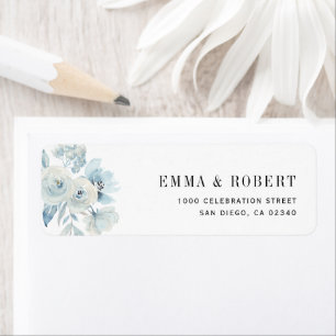 dusty blue floral custom address label