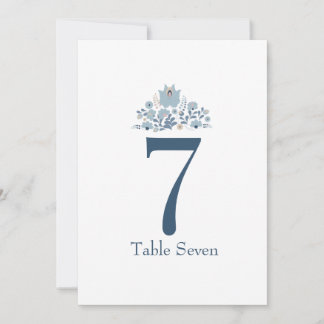Dusty Blue Floral Custom Table Number