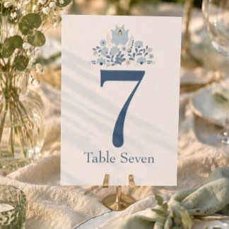 Dusty Blue Floral Custom Table Number