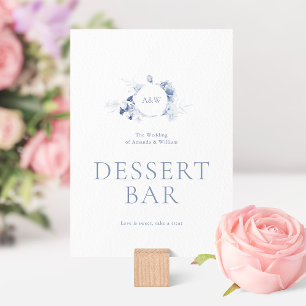 Dusty Blue Floral Dessert Bar Sign Invitation