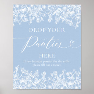 Dusty Blue Floral Drop Your Panties Here Game Sign