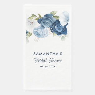 Dusty Blue Floral Elegant Bridal Shower Napkin