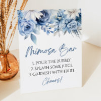Dusty Blue Floral Elegant Modern Mimosa Bar