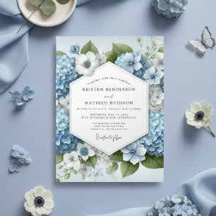 Dusty Blue Floral Enchantment Wedding Invitation