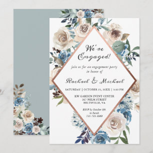 Dusty Blue Floral Engagement Party Invitation