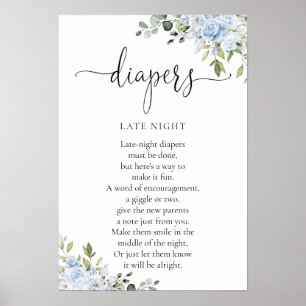 Dusty Blue Floral Eucalyptus Baby Shower Poster