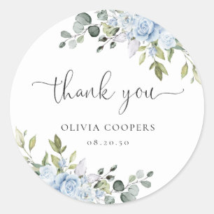 Dusty Blue Floral Eucalyptus Baby Shower Sticker