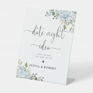Dusty Blue Floral Eucalyptus Date Night Idea Sign