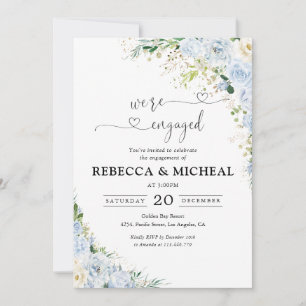 Dusty Blue Floral Eucalyptus Engagement Party Invitation
